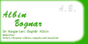 albin bognar business card